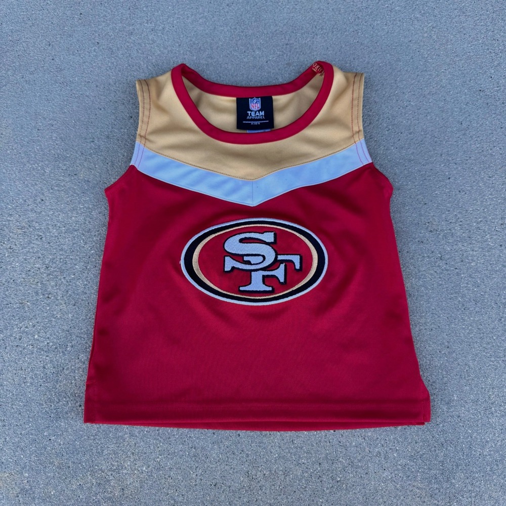 NFL Team Apparel San Francisco 49ers Kids Cheer Tank Top Red Gold Size M 5/6